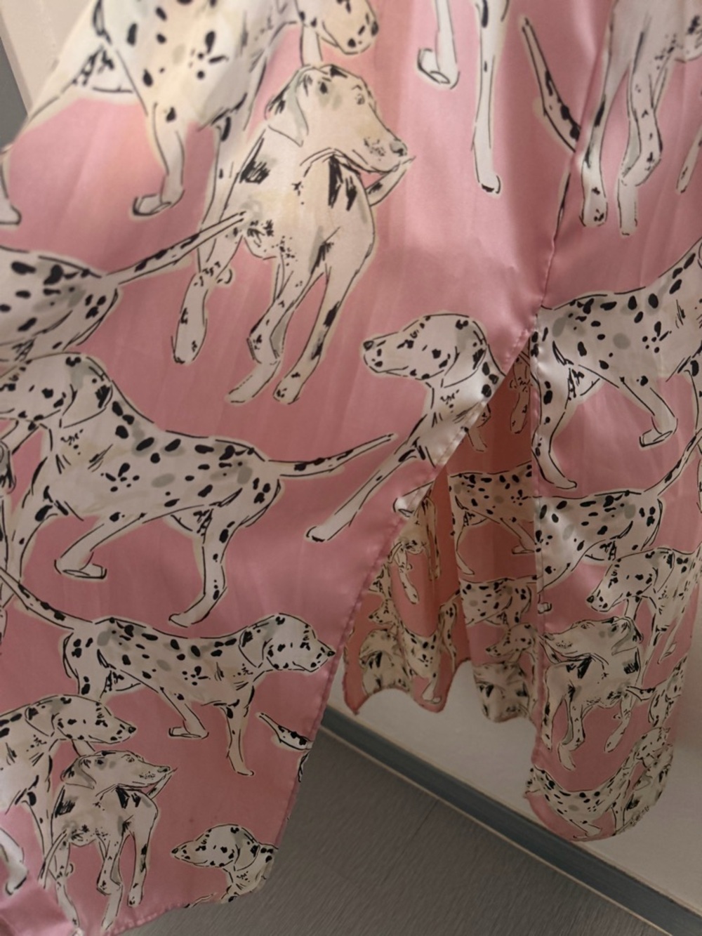 Zara Pink Dalmatian Dog Print Satin Shirt Dress Midi Long Sleeve XS - Picture 14 of 16